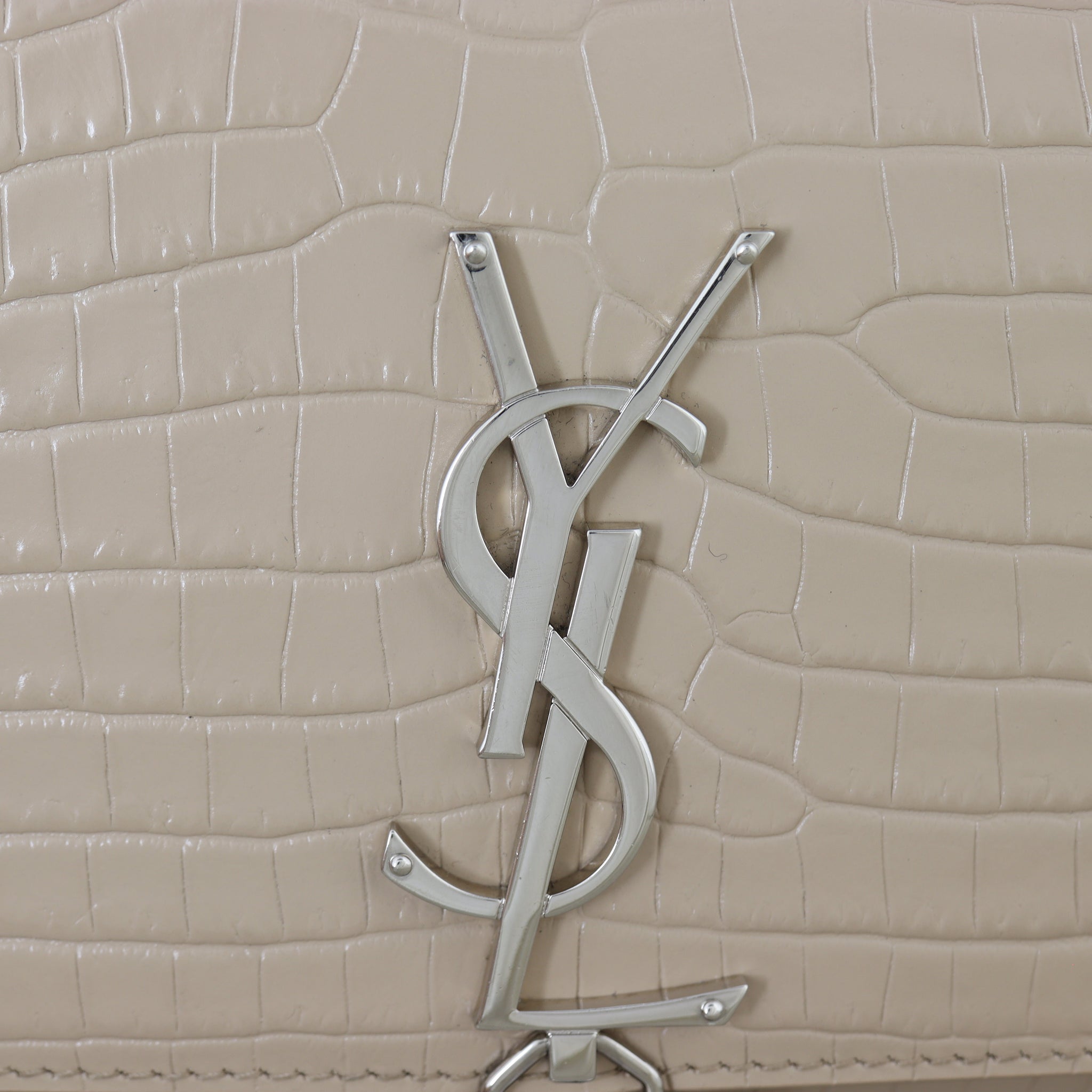 Saint Laurent Kate Tassel Chain Bag Medium Croc-Embossed