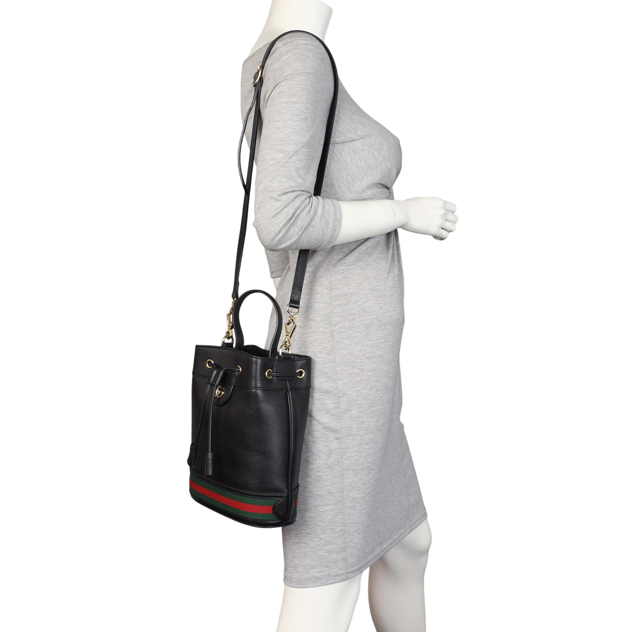 Gucci Ophidia Leather Bucket Bag Mini