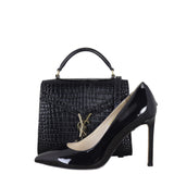 Saint Laurent Cassandra Top Handle Mini Croc-Embossed