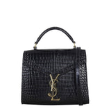 Saint Laurent Cassandra Top Handle Mini Croc-Embossed