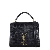 Saint Laurent Cassandra Top Handle Mini Croc-Embossed