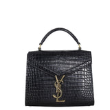 Saint Laurent Cassandra Top Handle Mini Croc-Embossed