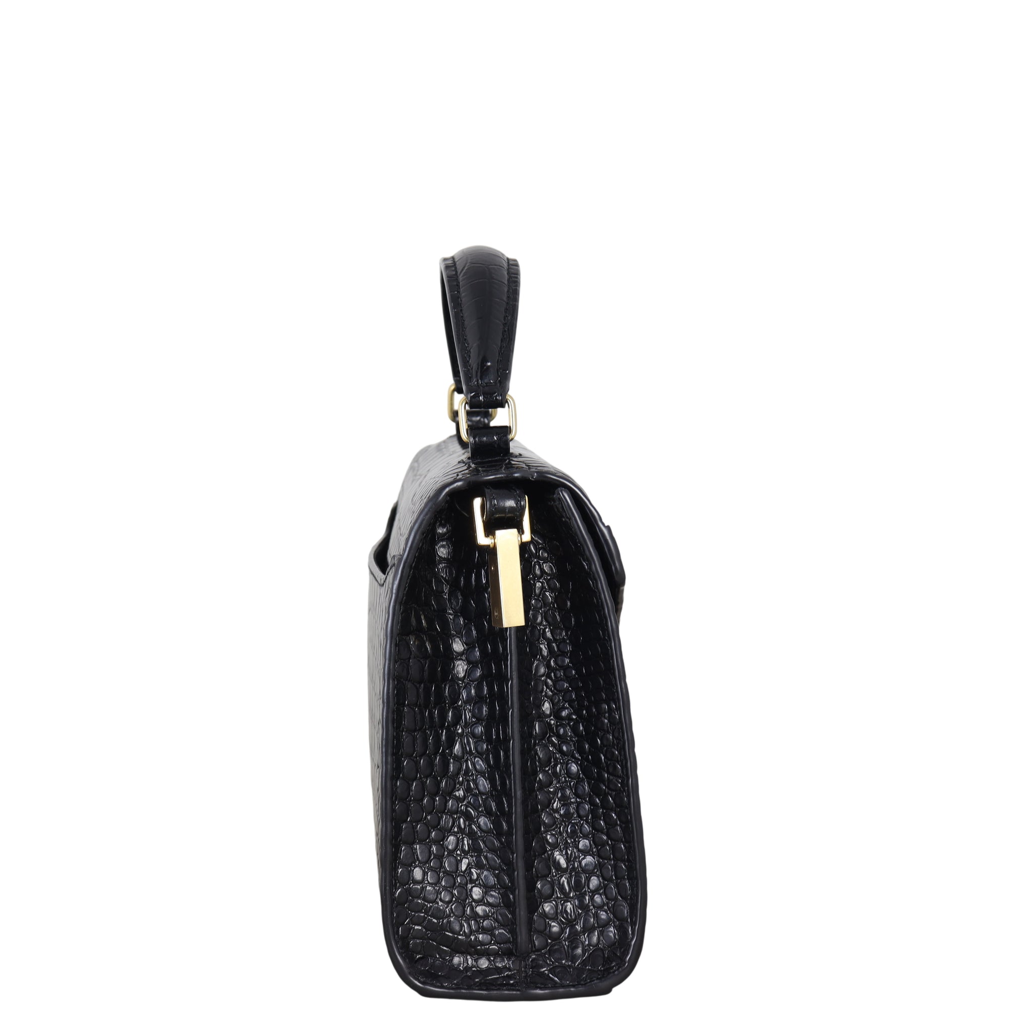 Saint Laurent Cassandra Top Handle Mini Croc-Embossed