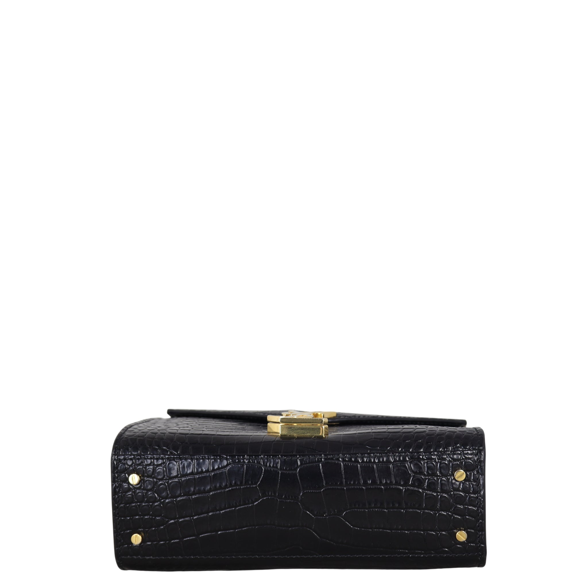 Saint Laurent Cassandra Top Handle Mini Croc-Embossed