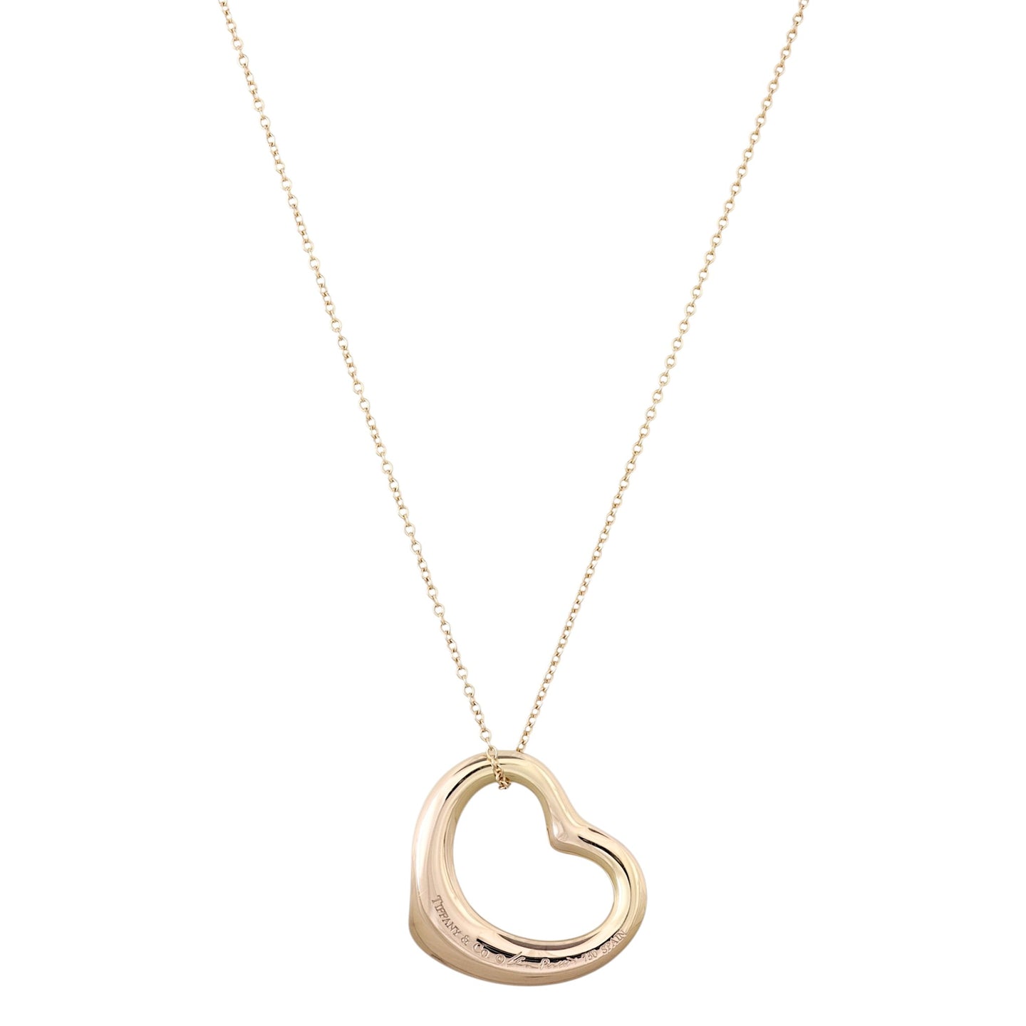 Tiffany & Co Elsa Peretti Open Heart 18k Rose Gold Pendant Necklace