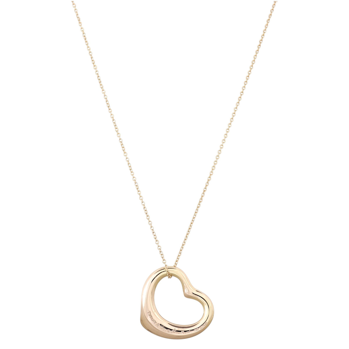 Tiffany & Co Elsa Peretti Open Heart 18k Rose Gold Pendant Necklace