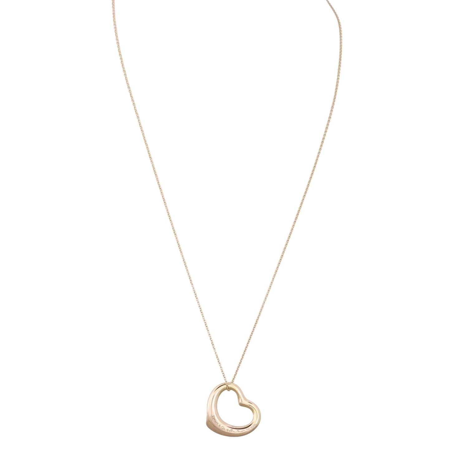 Tiffany & Co Elsa Peretti Open Heart 18k Rose Gold Pendant Necklace