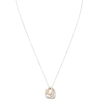 Tiffany & Co Elsa Peretti Double Open Heart Sterling Silver 18k Rose Gold Pendant Necklace