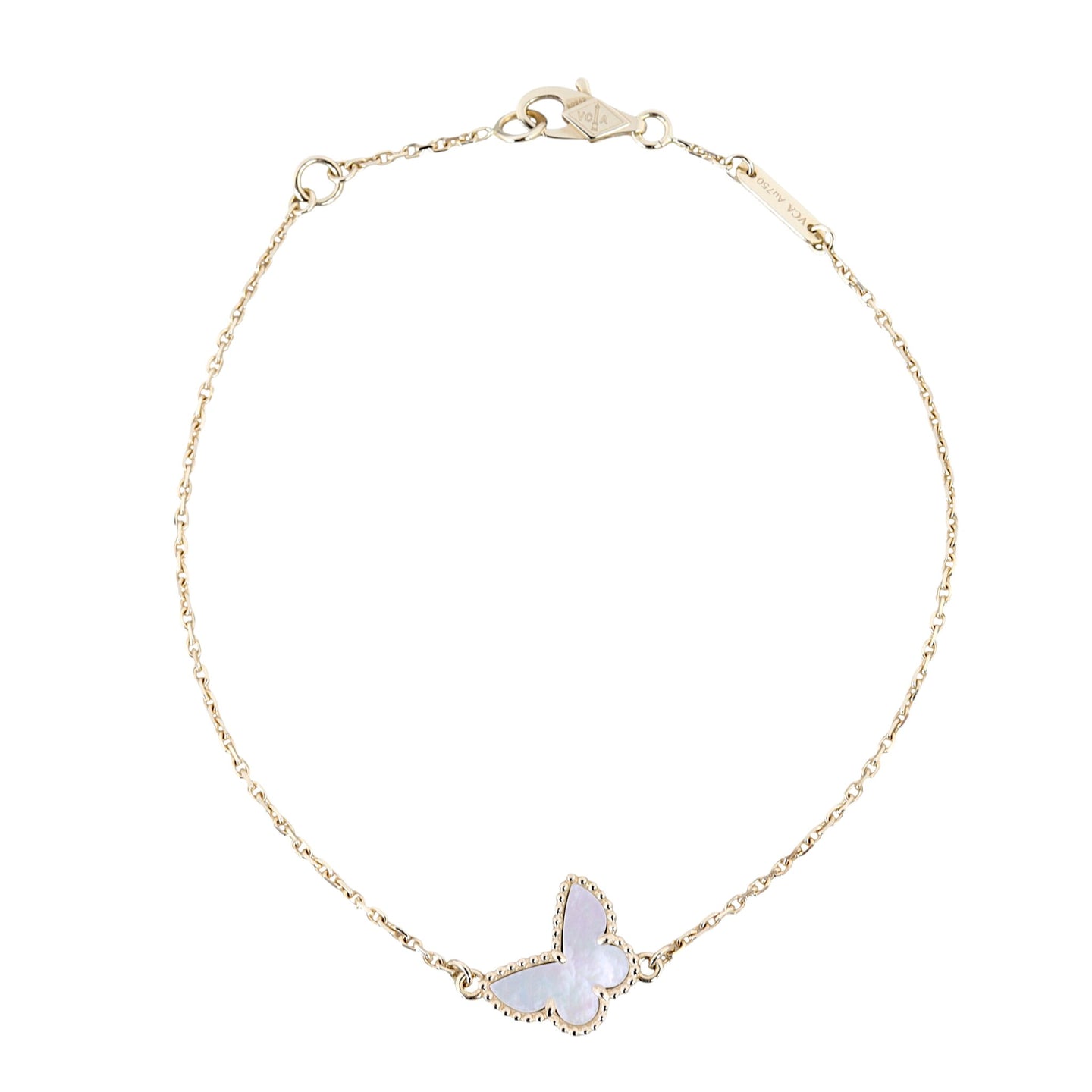 Van Cleef & Arpels Sweet Butterflies Mother of Pearl 18k Yellow Gold Bracelet