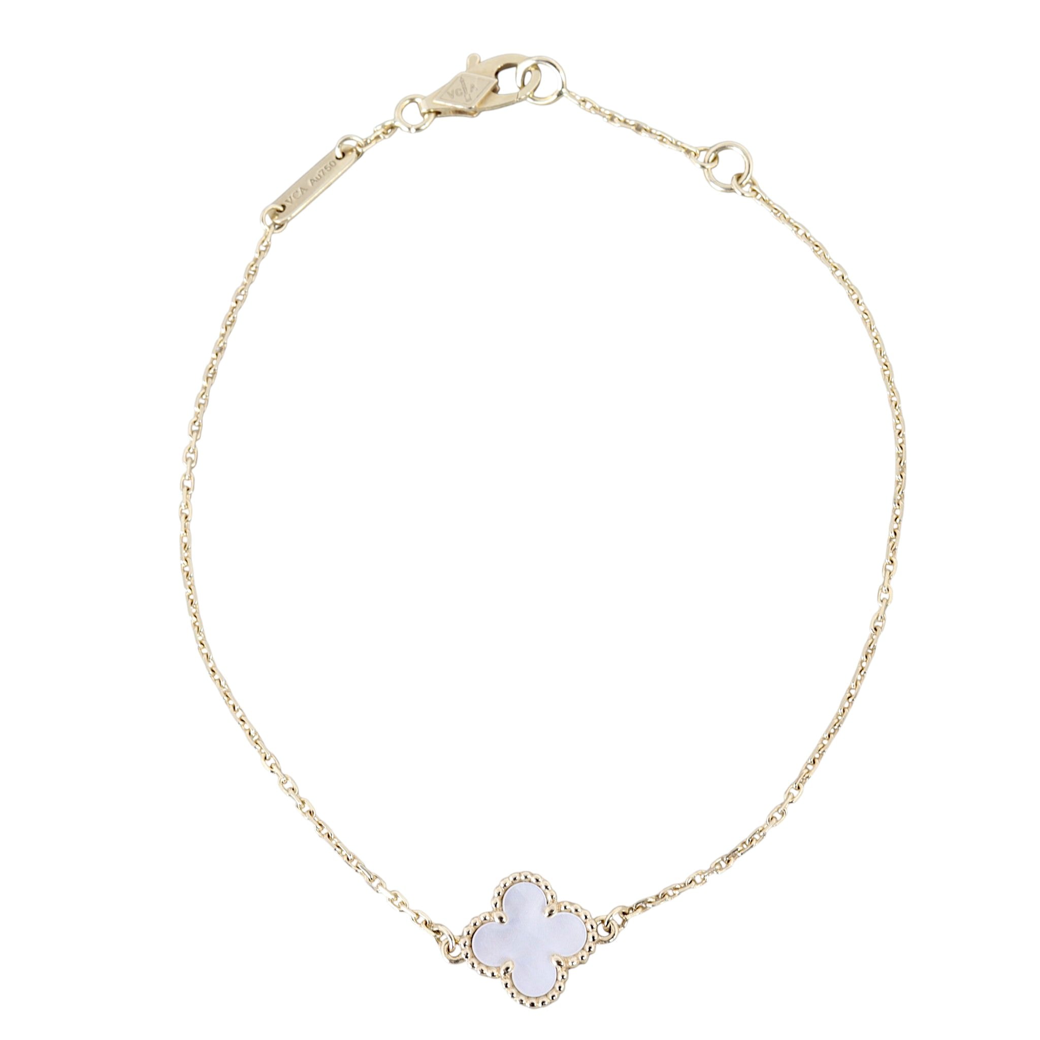Van Cleef & Arpels Sweet Alhambra Mother of Pearl 18k Yellow Gold Bracelet