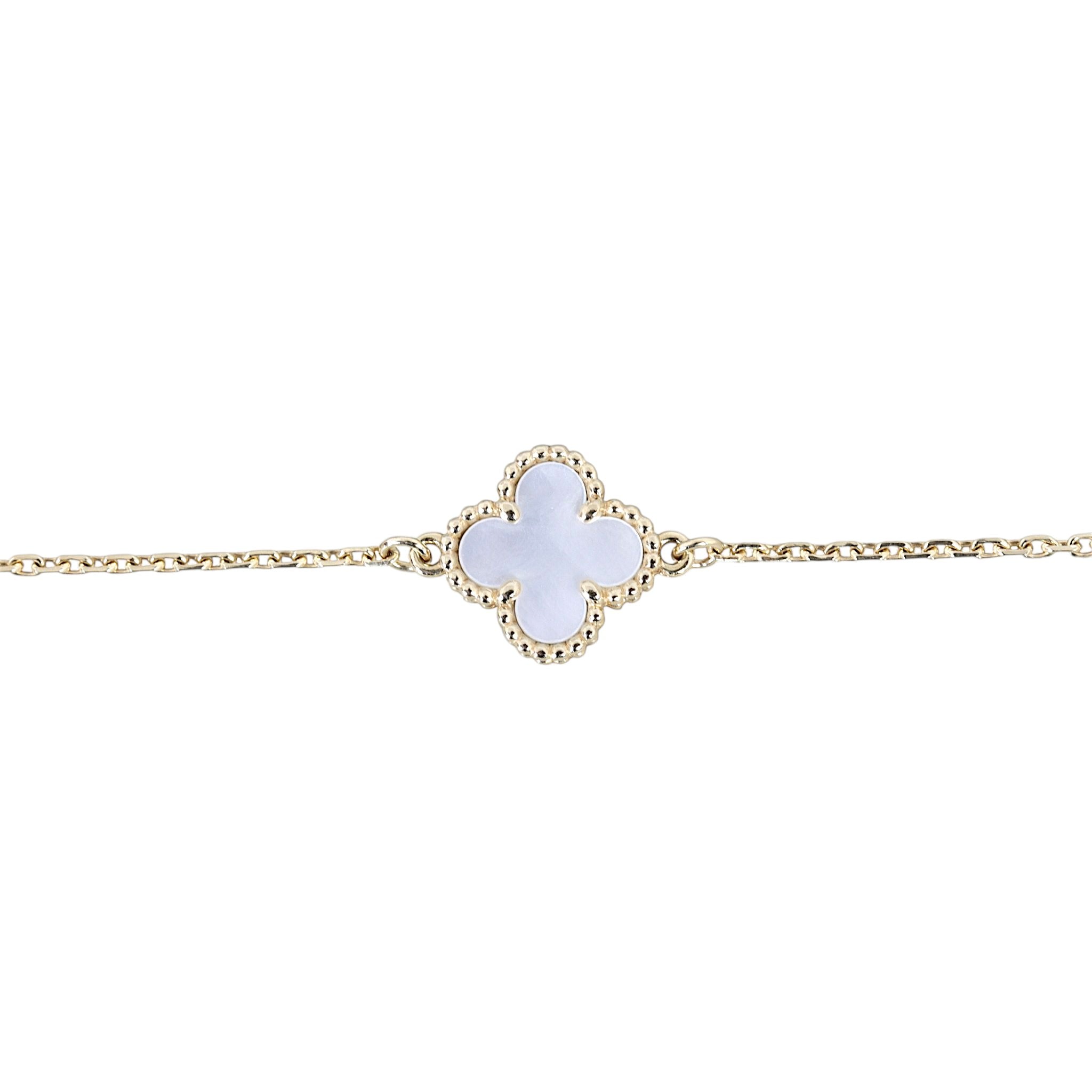 Van Cleef & Arpels Sweet Alhambra Mother of Pearl 18k Yellow Gold Bracelet