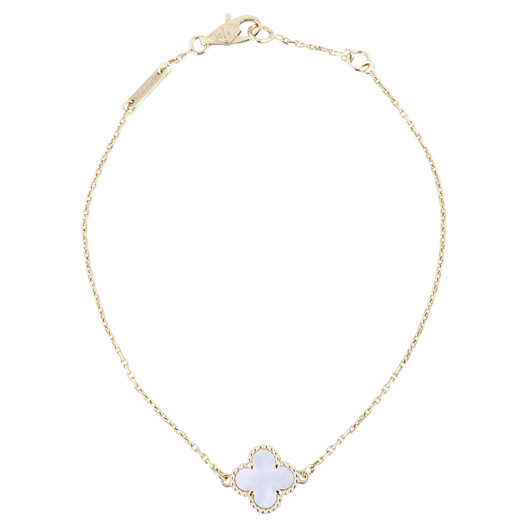 Van Cleef & Arpels Sweet Alhambra Mother of Pearl 18k Yellow Gold Bracelet