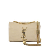 Saint Laurent Kate Tassel Chain Bag Small Croc-Embossed