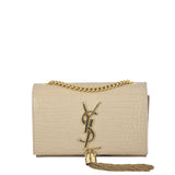 Saint Laurent Kate Tassel Chain Bag Small Croc-Embossed