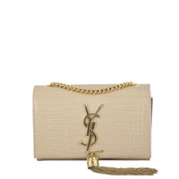 Saint Laurent Kate Tassel Chain Bag Small Croc-Embossed
