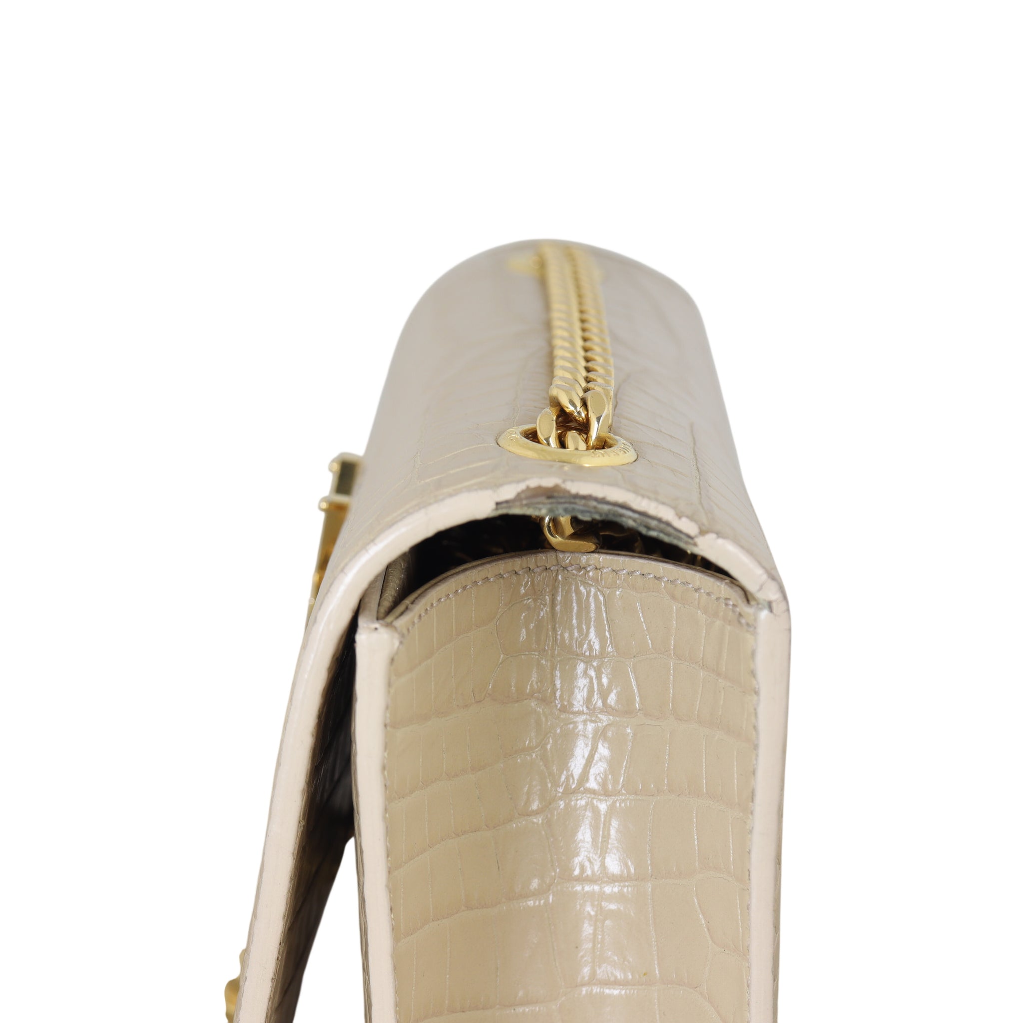 Saint Laurent Kate Tassel Chain Bag Small Croc-Embossed