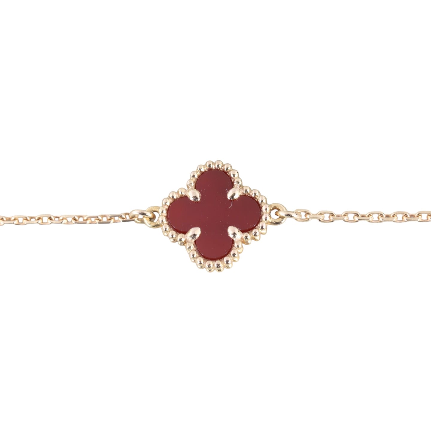 Van Cleef & Arpels Sweet Alhambra 1 Motif Carnelian 18k Rose Gold Bracelet