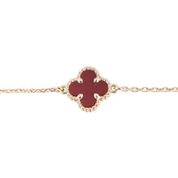 Van Cleef & Arpels Sweet Alhambra 1 Motif Carnelian 18k Rose Gold Bracelet