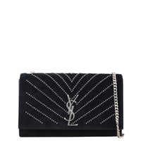 Saint Laurent Kate Crystal-Embellished Suede Chain Bag