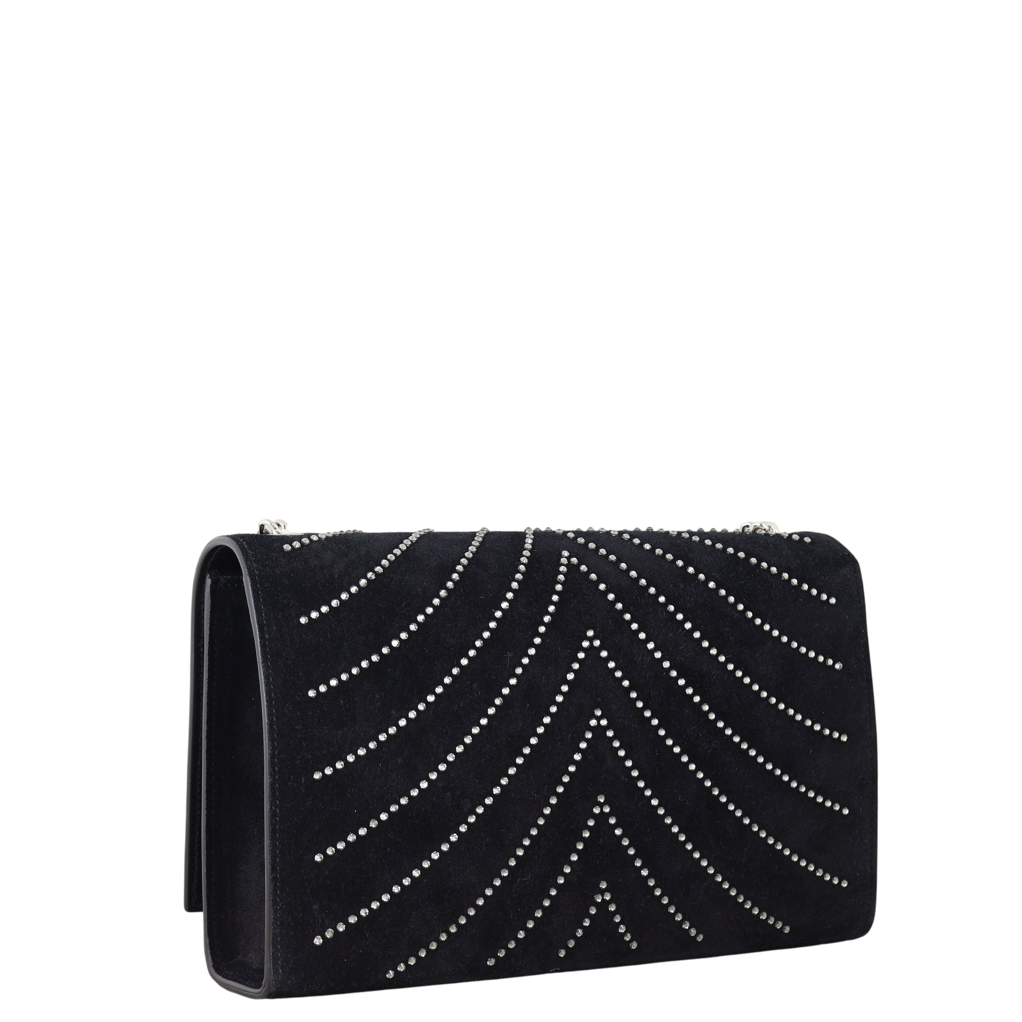 Saint Laurent Kate Crystal-Embellished Suede Chain Bag