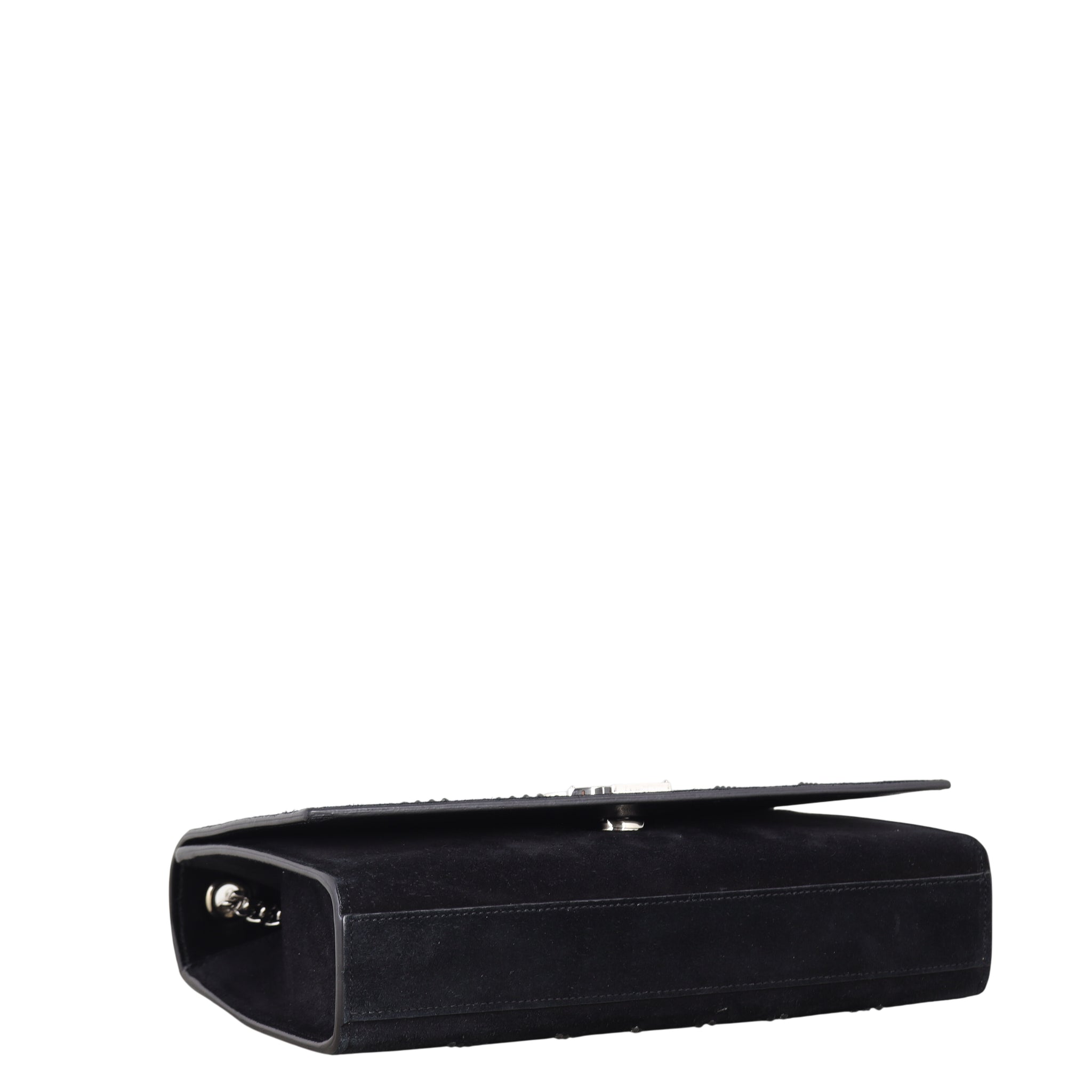 Saint Laurent Kate Crystal-Embellished Suede Chain Bag