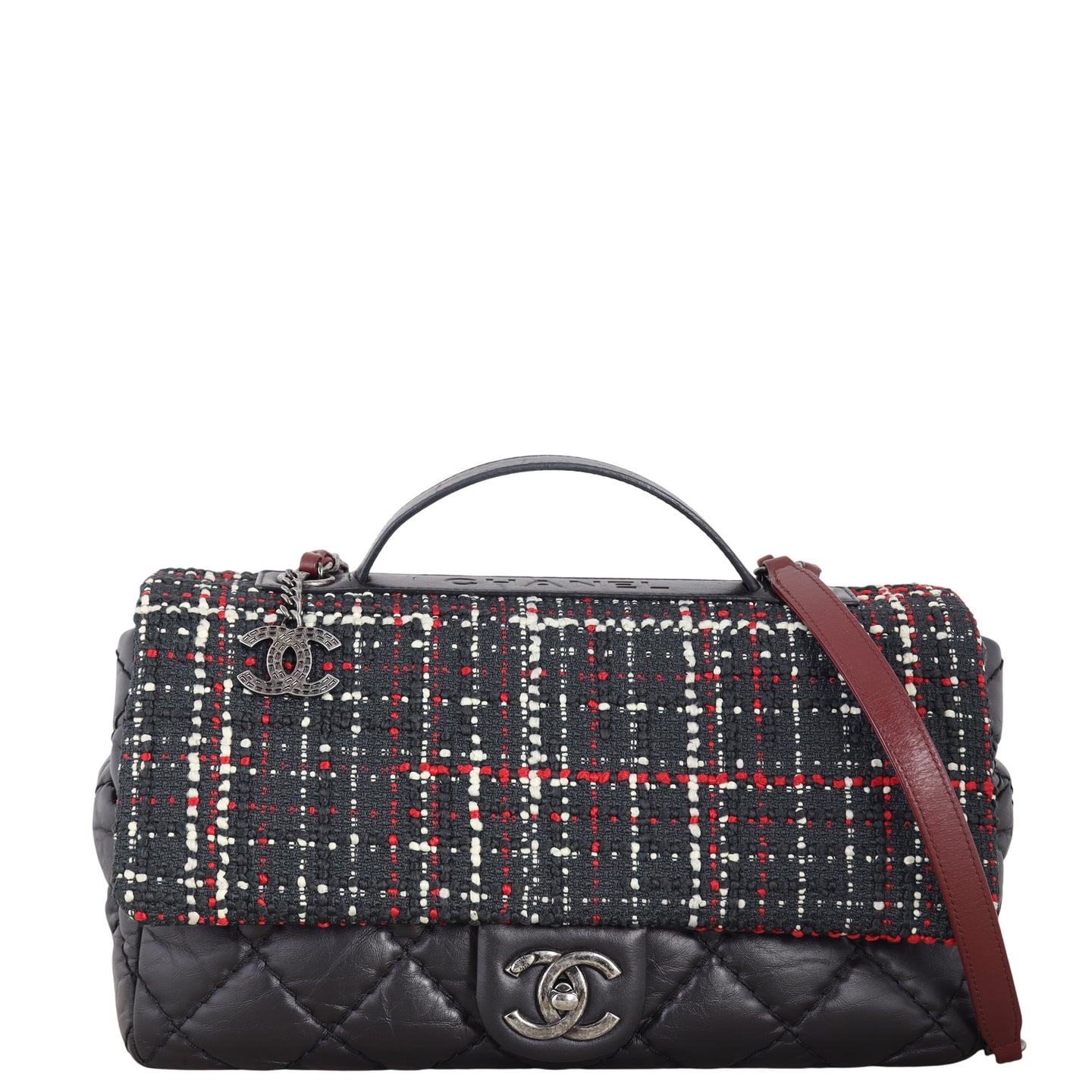 Chanel Airlines Top Handle Tweed Flap