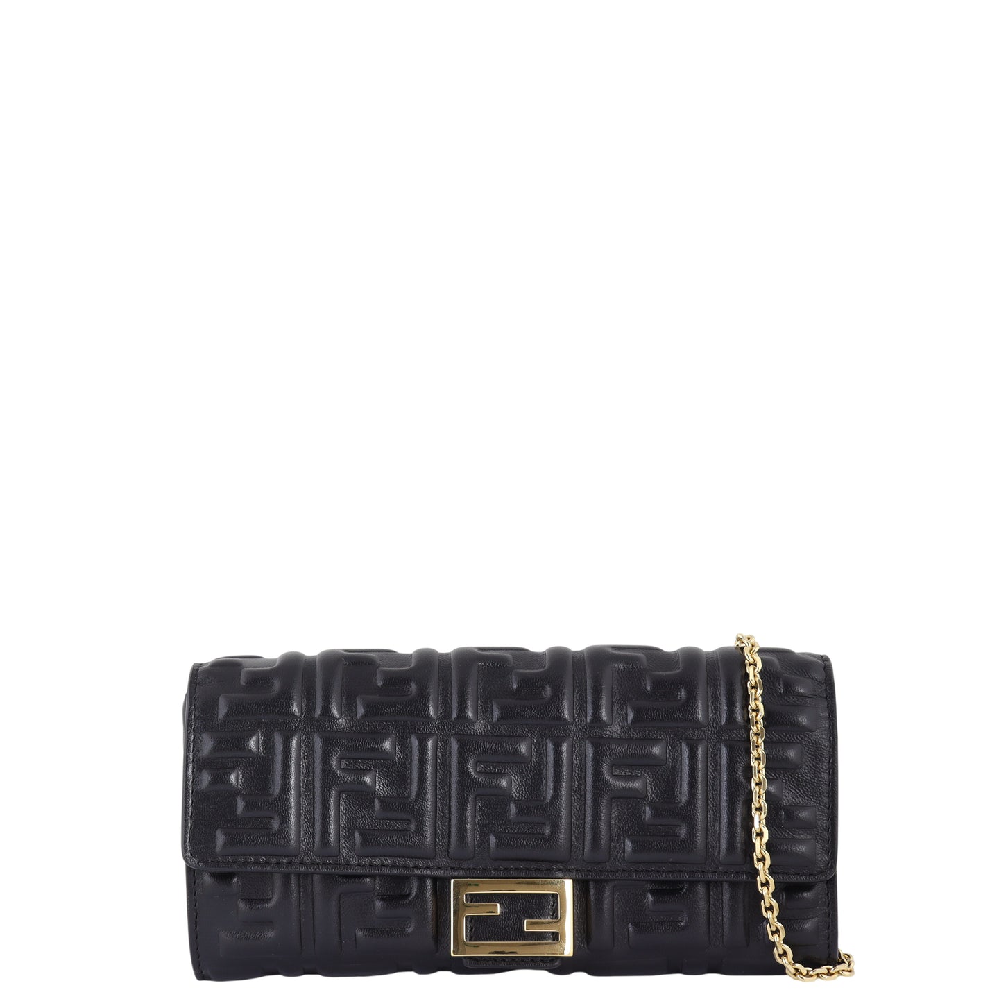Fendi Baguette FF Embossed Wallet on Chain