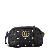 Gucci Marmont Matelasse Pearl Embellished Small Camera Bag