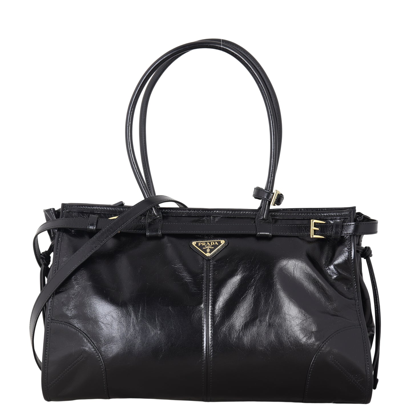Prada Vitello Shine Bonnie Shoulder Bag Large