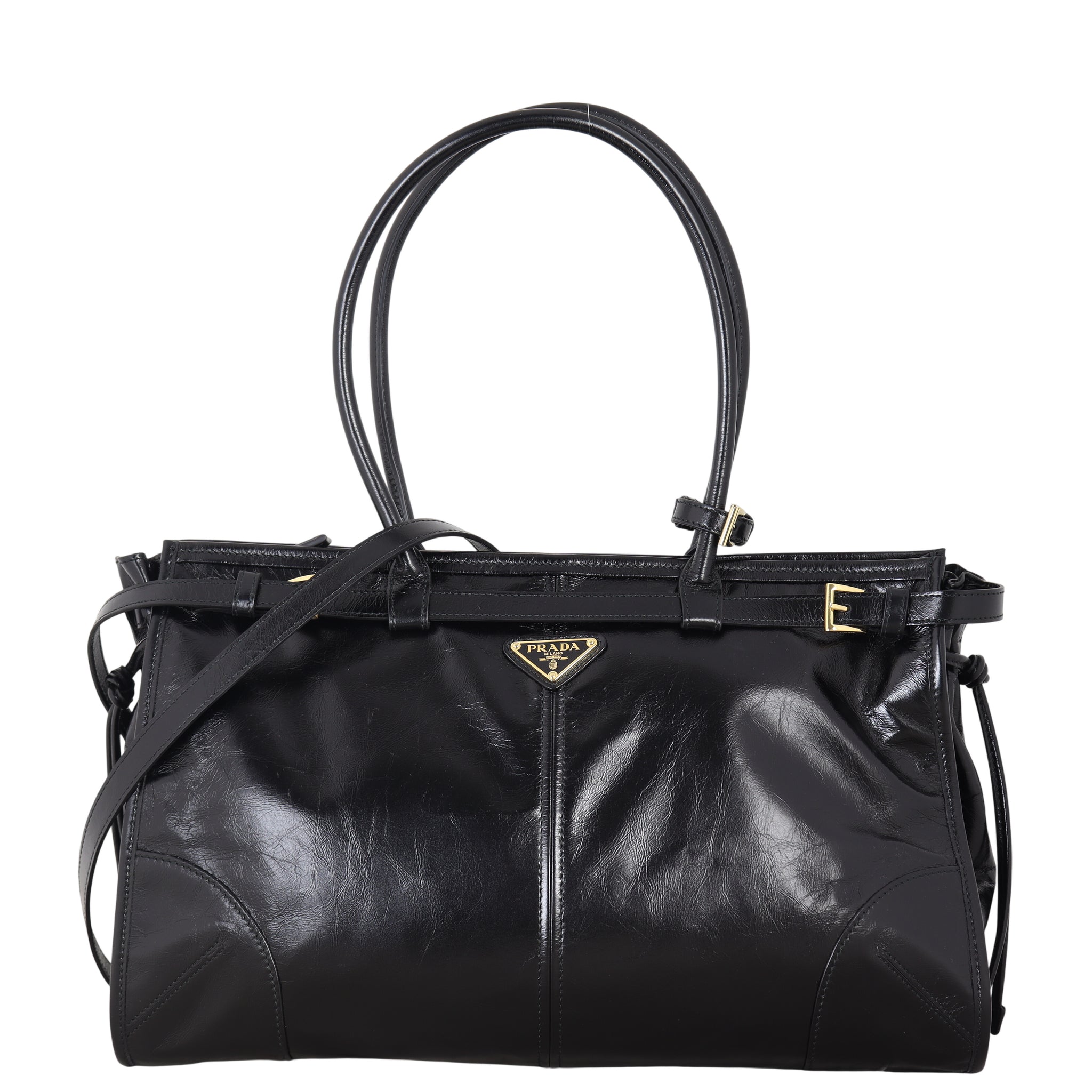 Prada Vitello Shine Bonnie Shoulder Bag Large