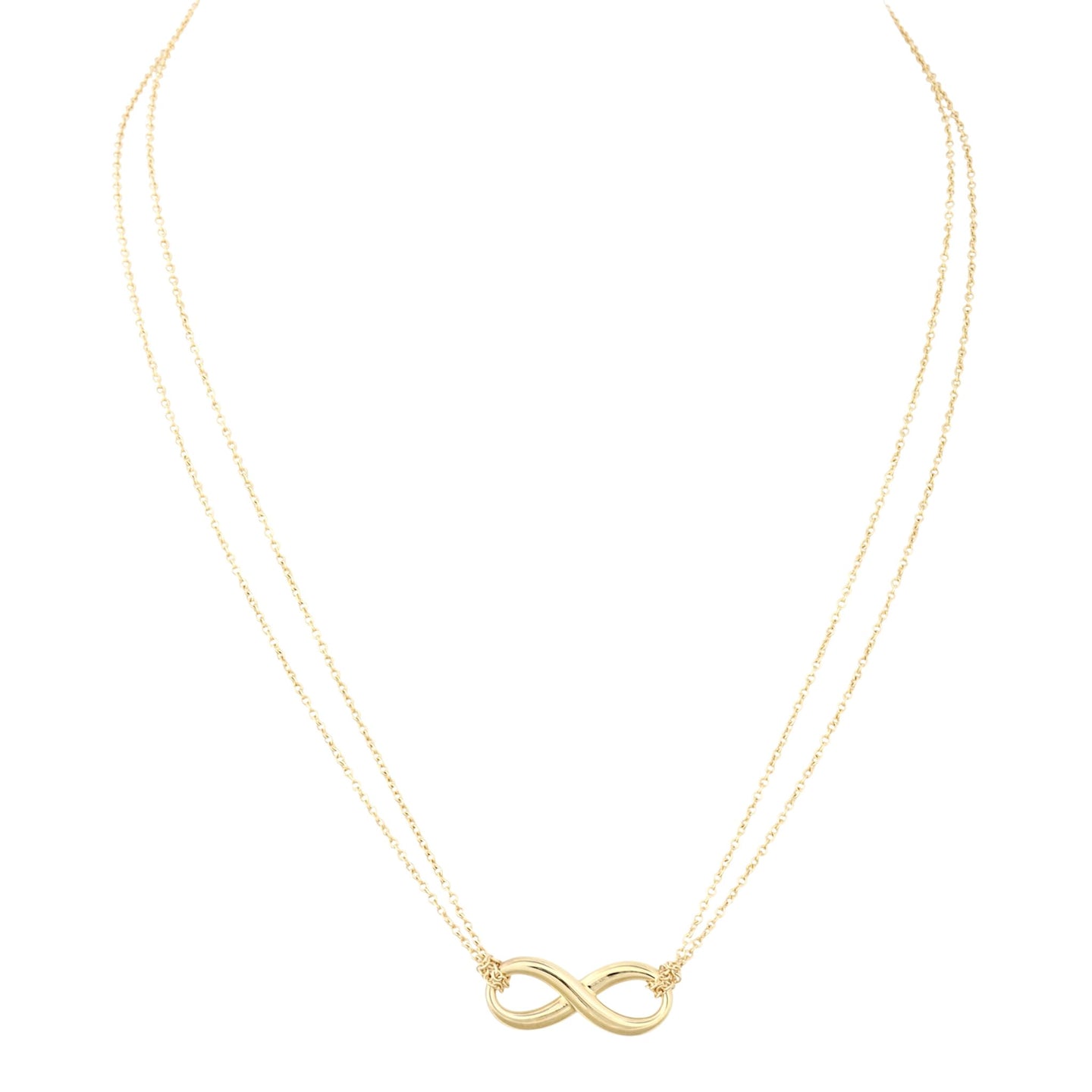 Tiffany & Co Infinity 18k Yellow Gold Double Chain Necklace
