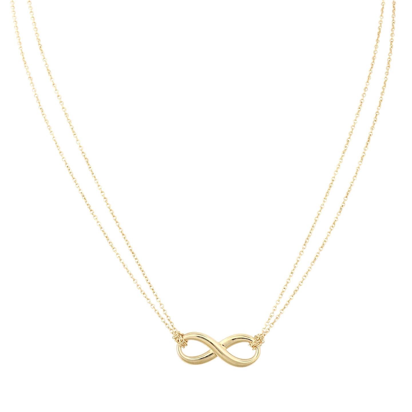 Tiffany & Co Infinity 18k Yellow Gold Double Chain Necklace