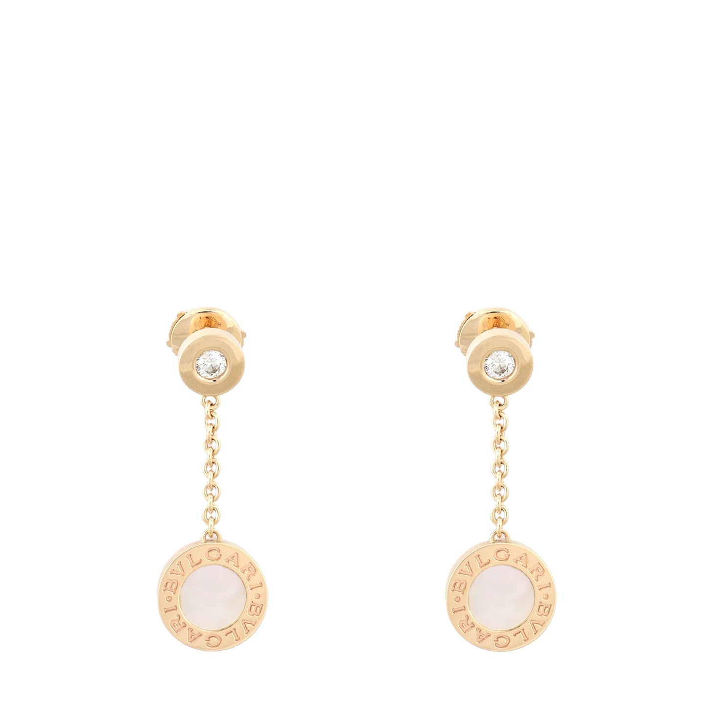 Bvlgari Bvlgari Diamond Mother of Pearl 18k Rose Gold Drop Earrings