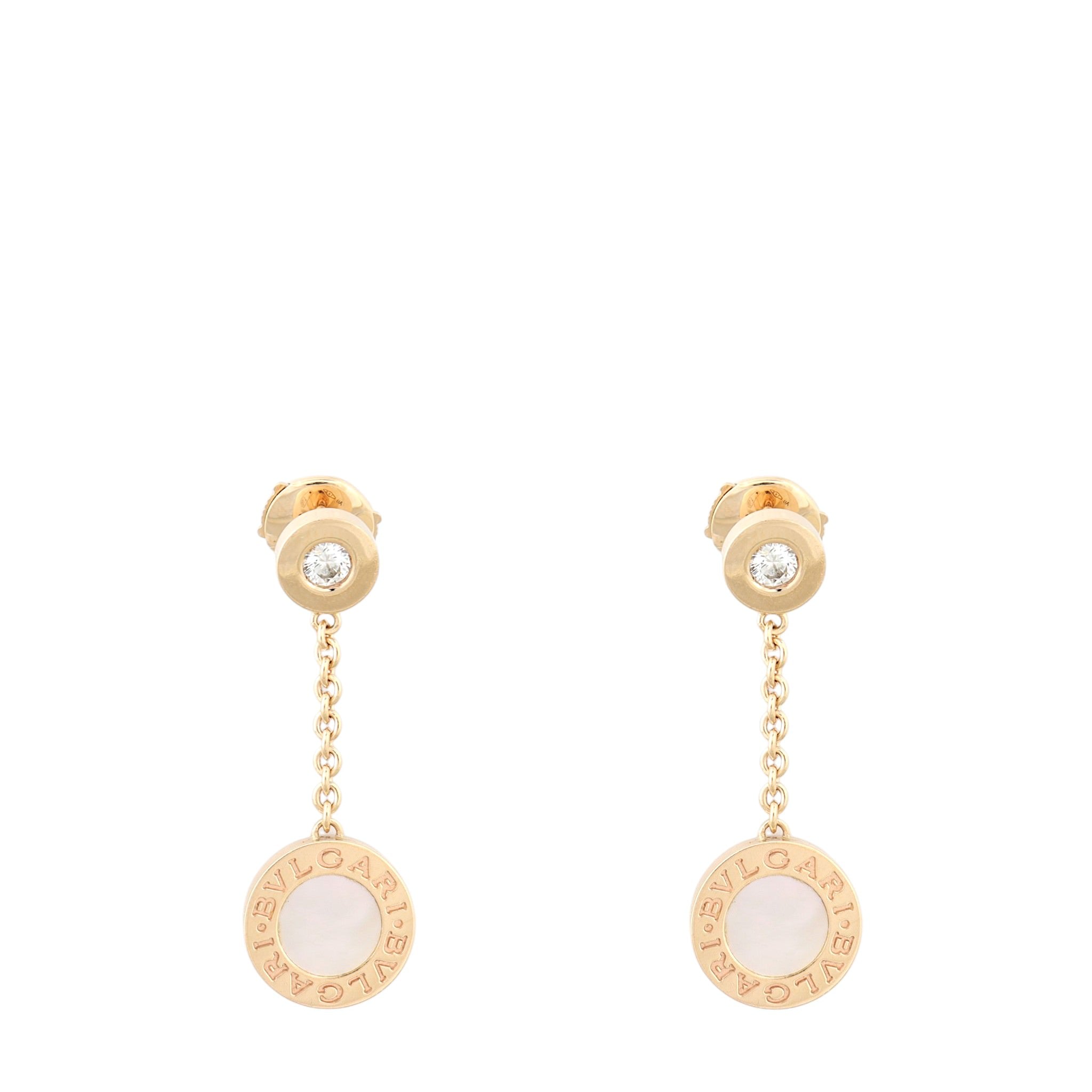 Bvlgari Bvlgari Diamond Mother of Pearl 18k Rose Gold Drop Earrings