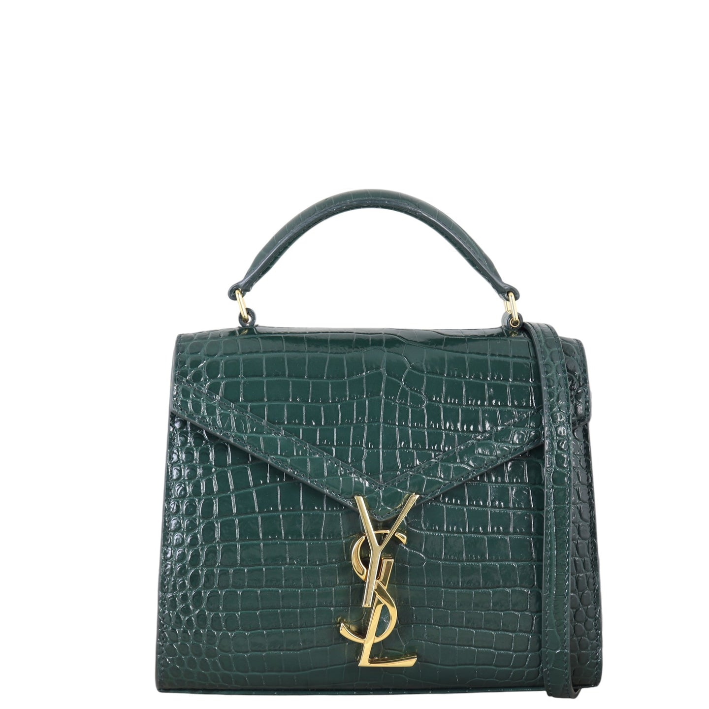 Saint Laurent Cassandra Top Handle Mini Croc-Embossed
