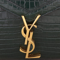 Saint Laurent Cassandra Top Handle Mini Croc-Embossed