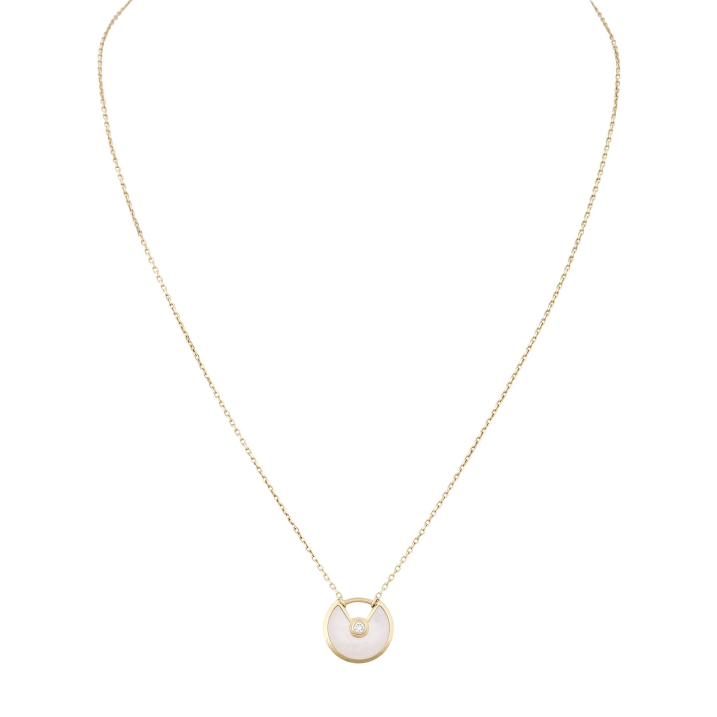 Cartier Amulette de Cartier Mother of Pearl Diamond 18k Yellow Gold Necklace