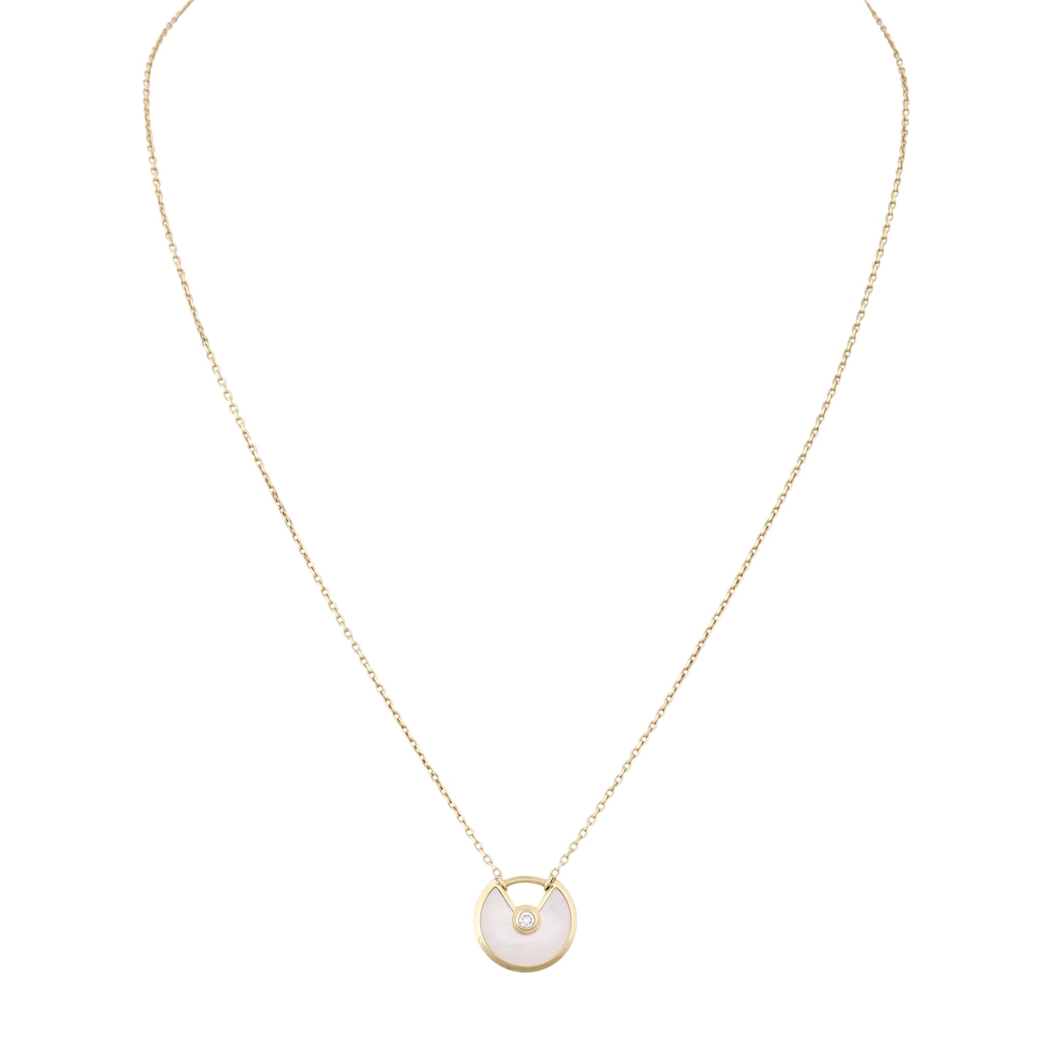 Cartier Amulette de Cartier Mother of Pearl Diamond 18k Yellow Gold Necklace
