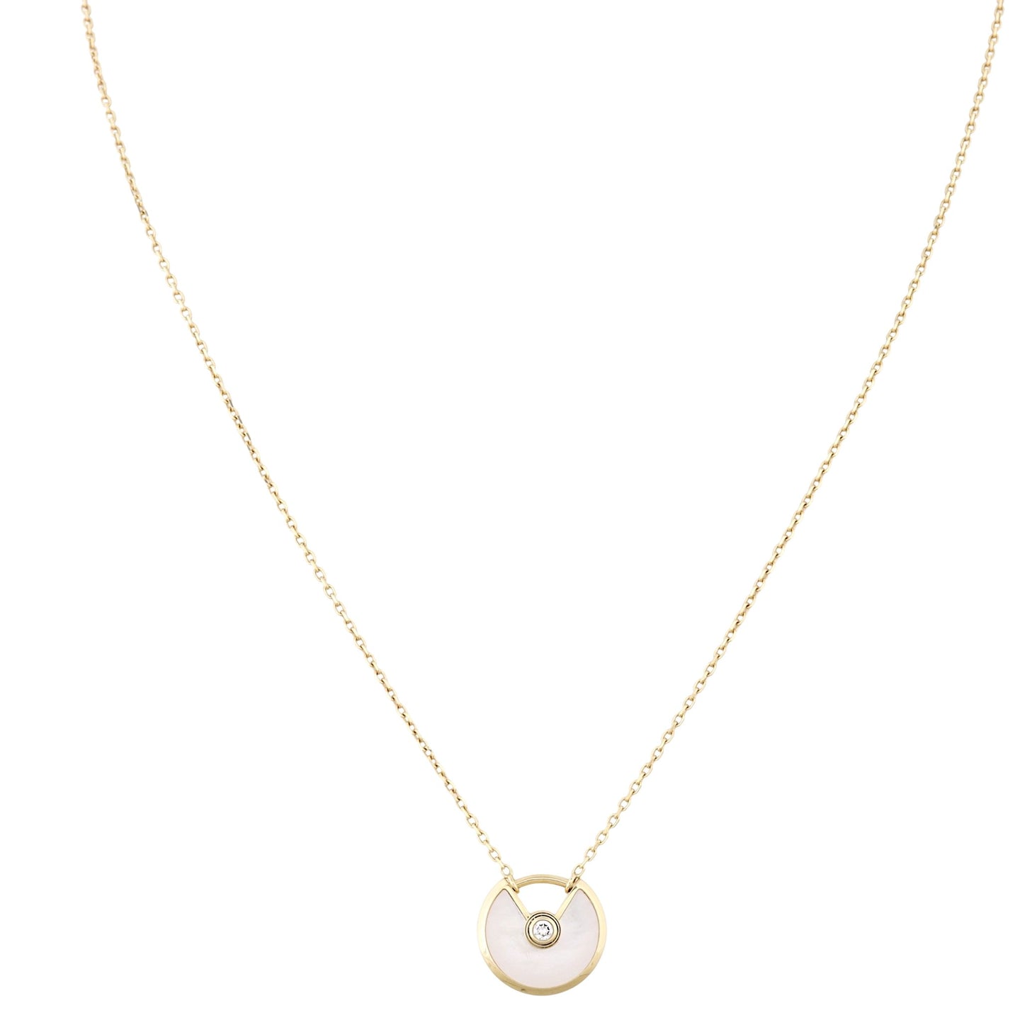 Cartier Amulette de Cartier Mother of Pearl Diamond 18k Yellow Gold Necklace