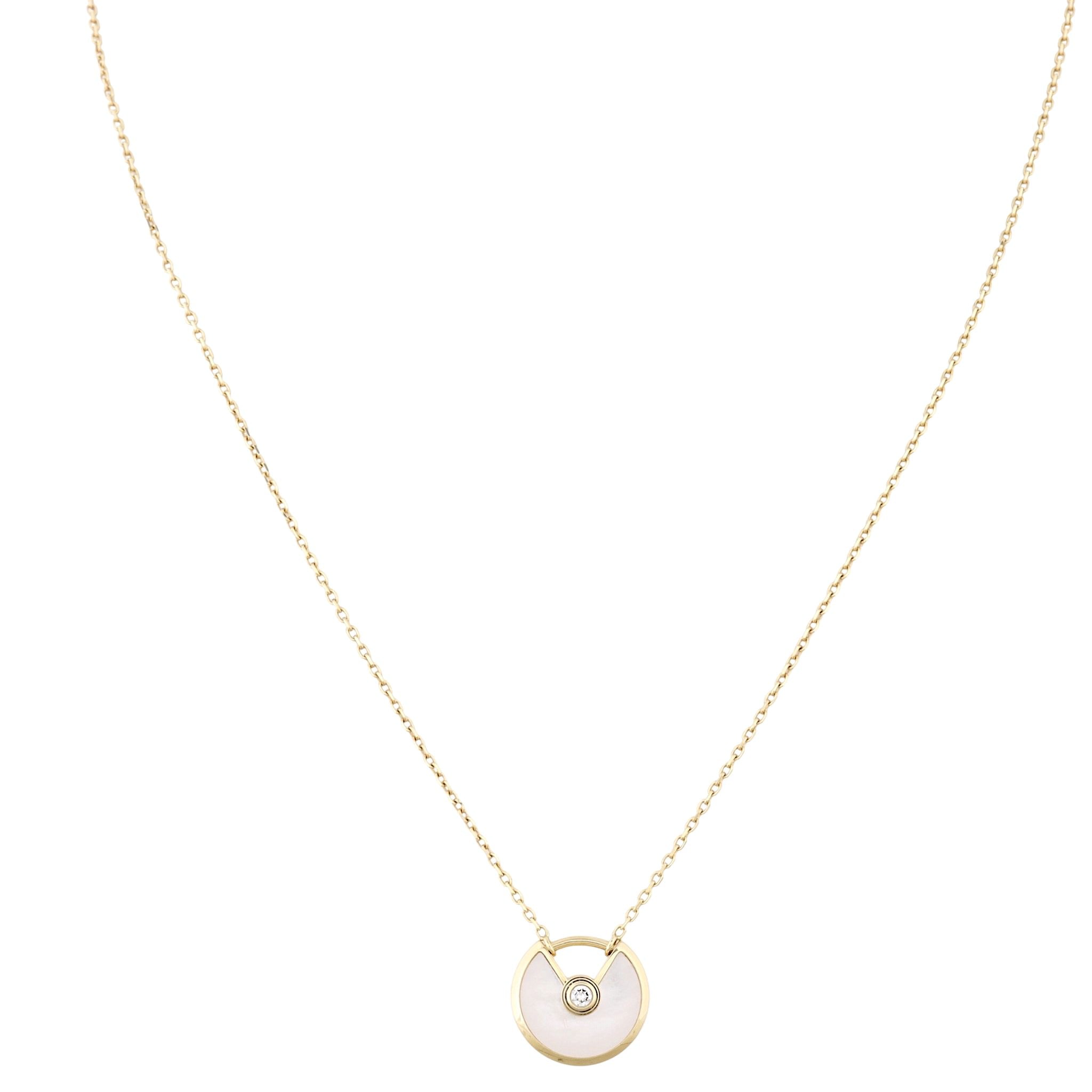 Cartier Amulette de Cartier Mother of Pearl Diamond 18k Yellow Gold Necklace