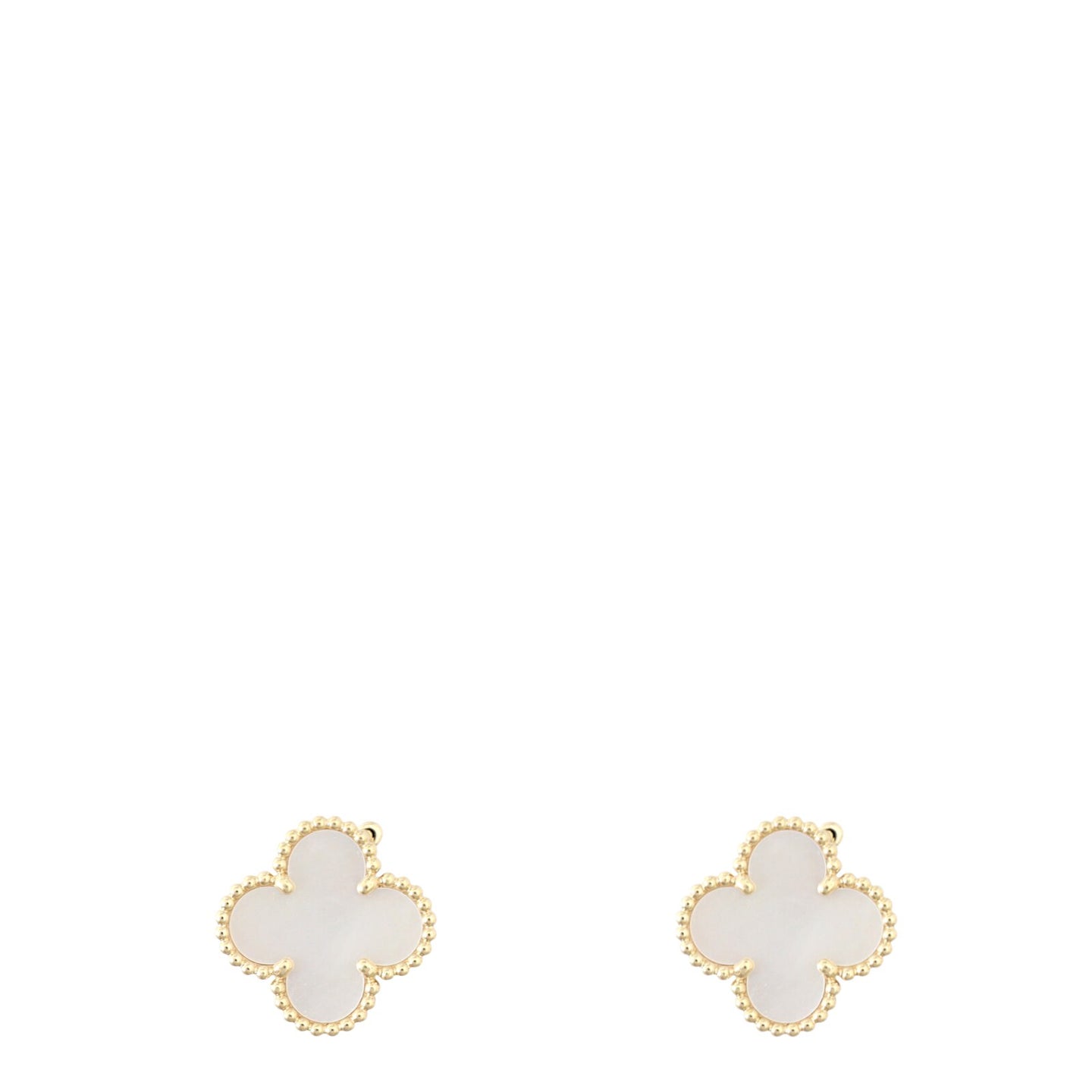 Van Cleef & Arpels Vintage Alhambra Mother of Pearl 18k Yellow Gold Earrings