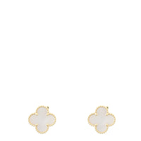 Van Cleef & Arpels Vintage Alhambra Mother of Pearl 18k Yellow Gold Earrings