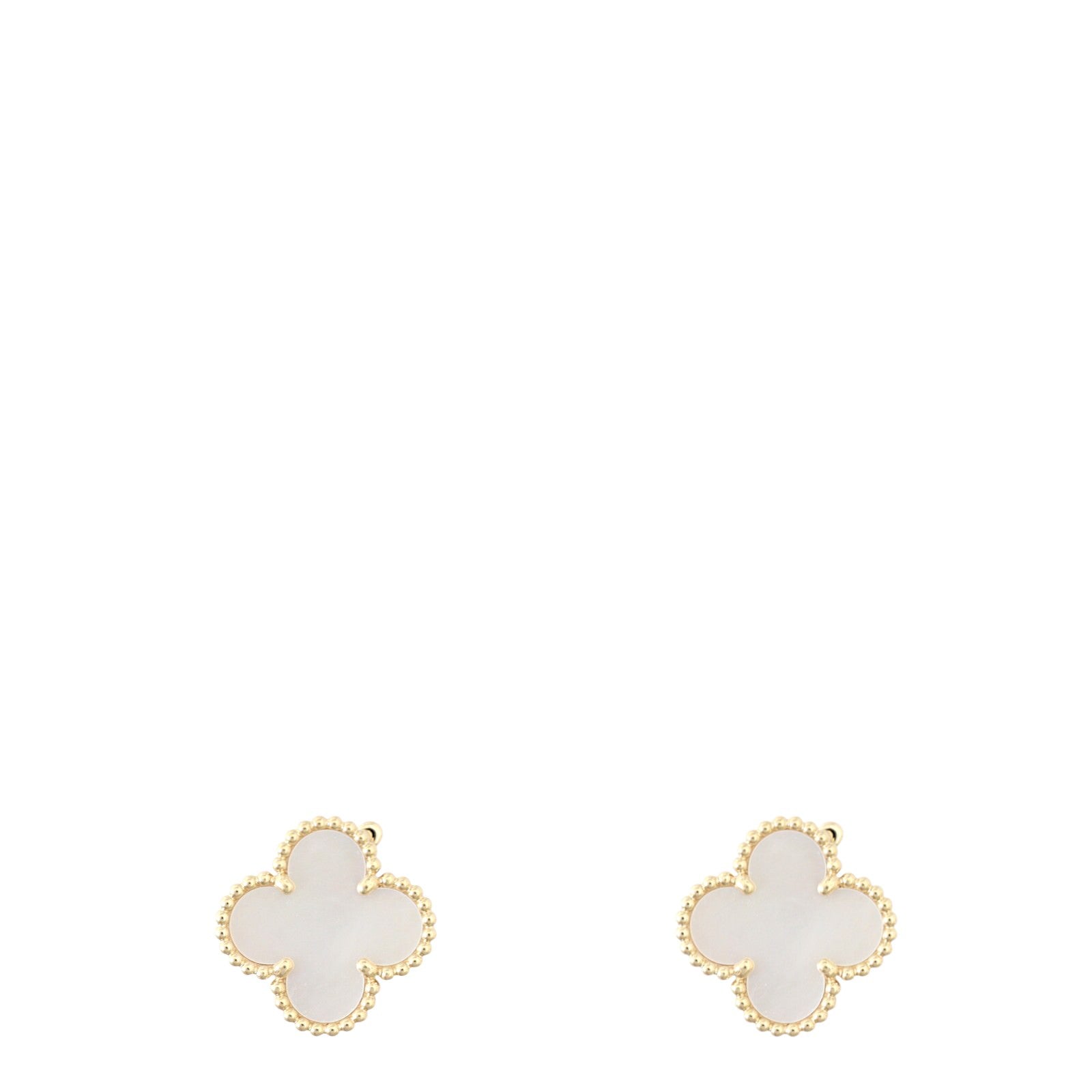 Van Cleef & Arpels Vintage Alhambra Mother of Pearl 18k Yellow Gold Earrings