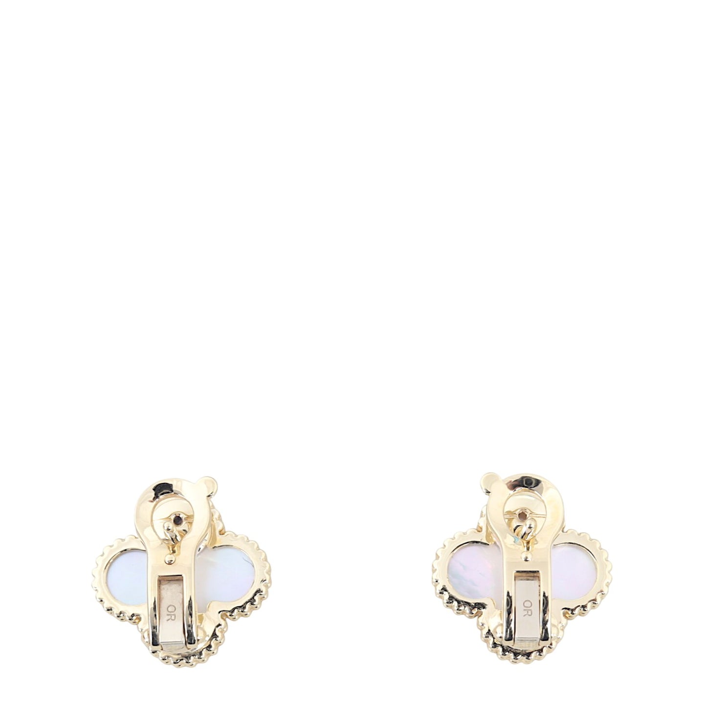 Van Cleef & Arpels Vintage Alhambra Mother of Pearl 18k Yellow Gold Earrings
