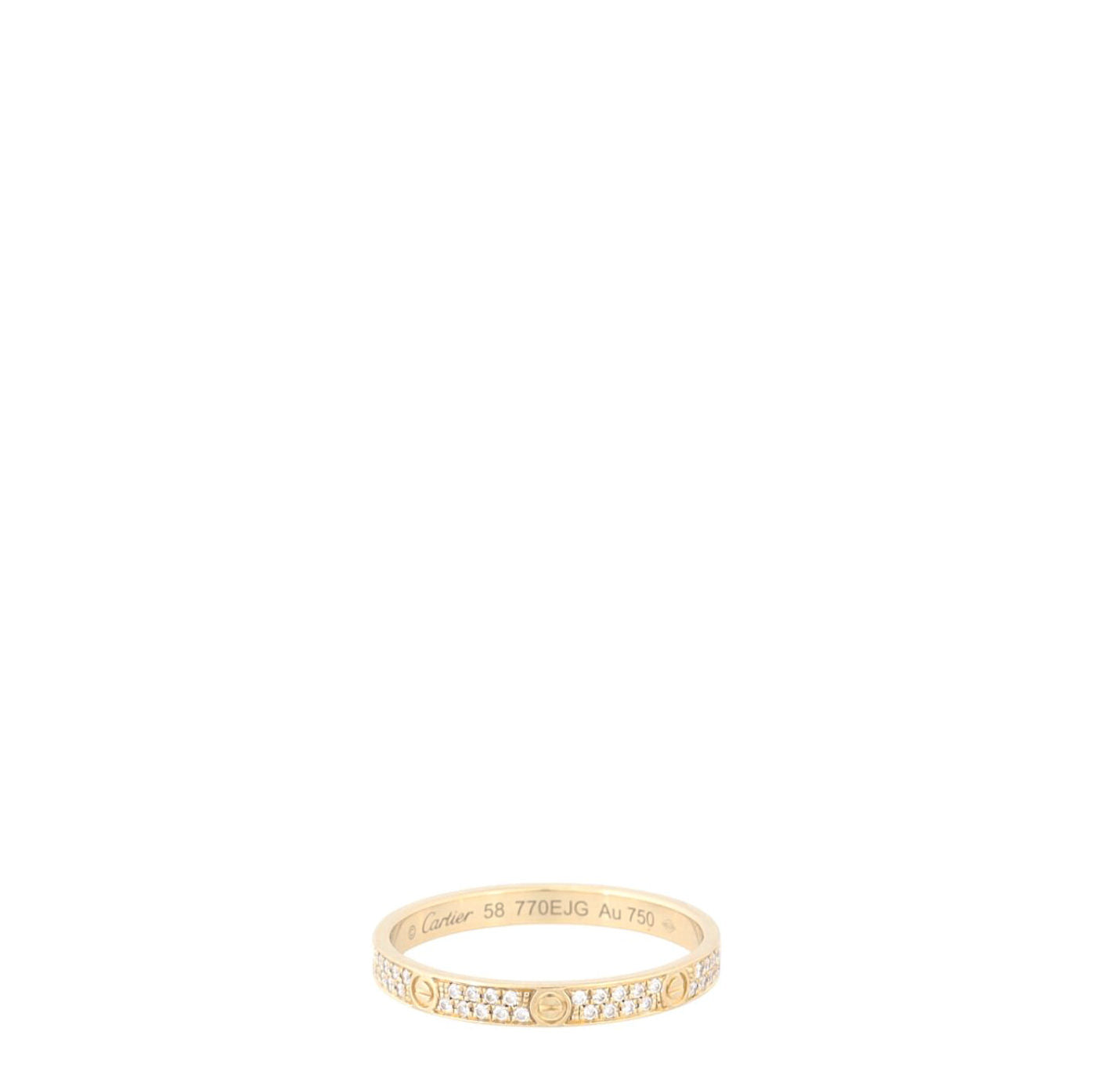 Cartier Love Diamond Paved 18k Yellow Gold Ring Mini