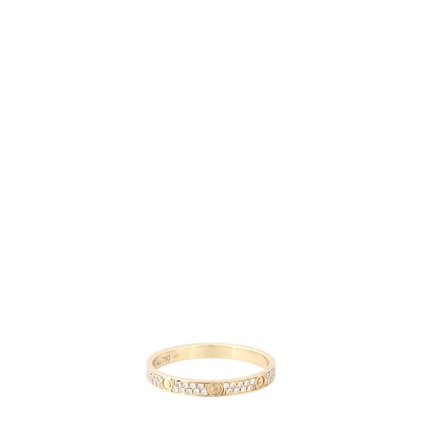 Cartier Love Diamond Paved 18k Yellow Gold Ring Mini
