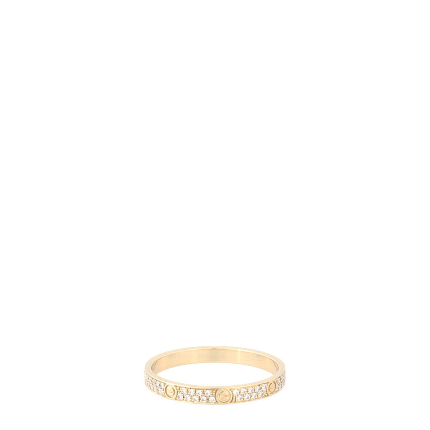 Cartier Love Diamond Paved 18k Yellow Gold Ring Mini