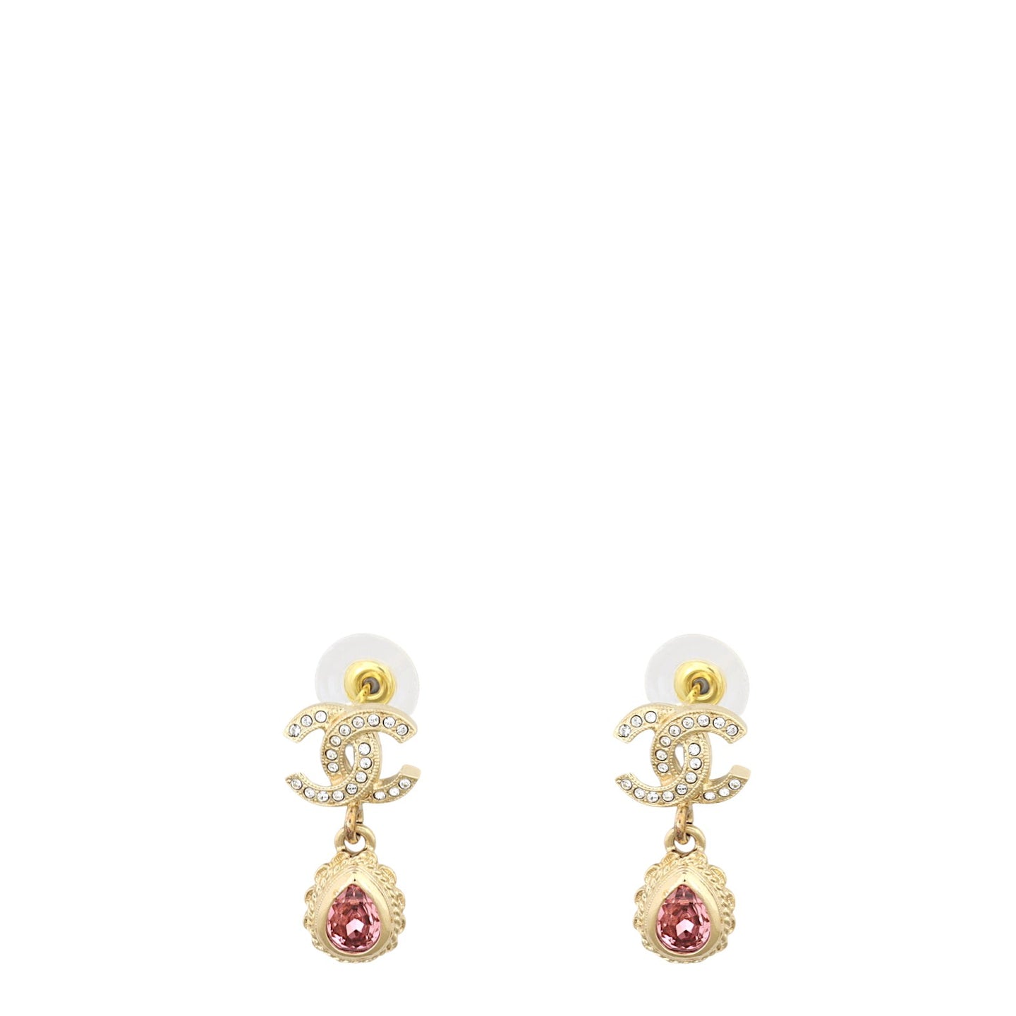 Chanel Crystal CC Tear Drop Earrings