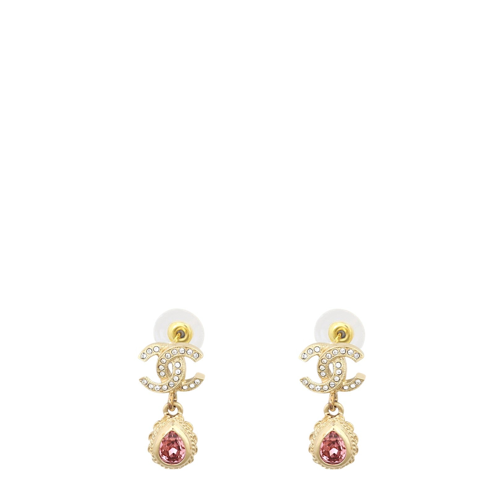 Chanel Crystal CC Tear Drop Earrings
