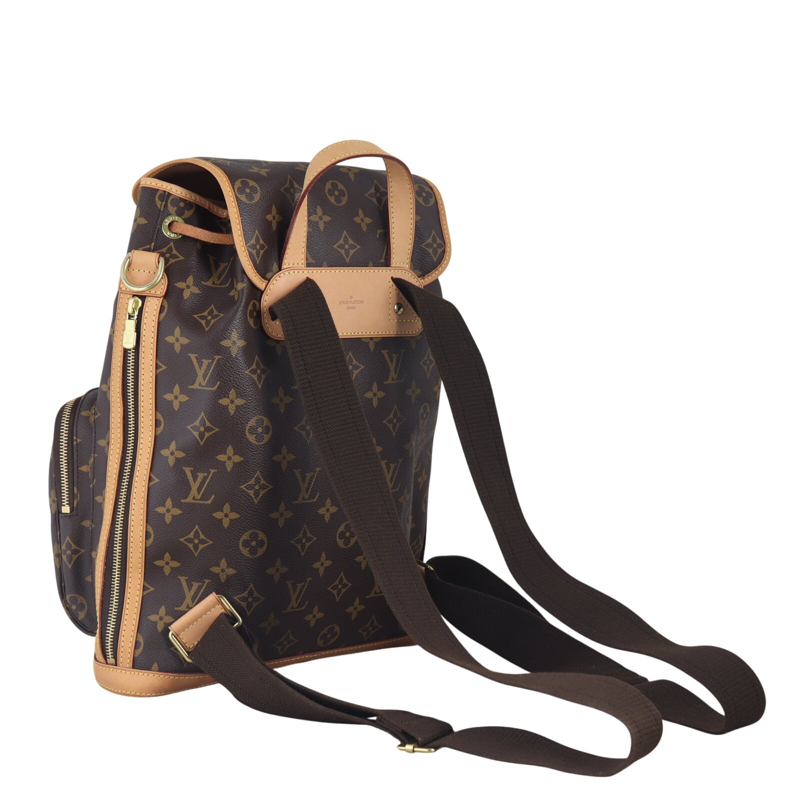 louis vuitton bosphore backpack monogram canvas // Brown VSP Consignment The Sac a Dos Bosphore backpack features a monogram canvas body with vachetta leather trim Pre Loved Louis Vuitton Monogram
